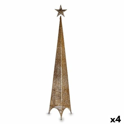 Sapin de Noël Tour Étoile Doré Métal Plastique 39 x 186 x 39 cm (4 Unités)