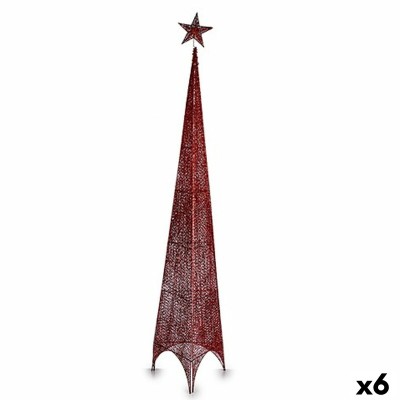 Sapin de Noël Tour Étoile Rouge Métal Plastique 34 x 154 x 34 cm (6 Unités)