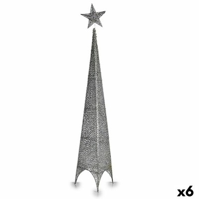 Sapin de Noël Tour Étoile Argenté Métal Plastique 28 x 127 x 28 cm (6 Unités)