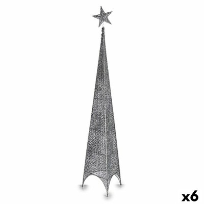 Sapin de Noël Tour Étoile Argenté Métal Plastique 34 x 154 x 34 cm (6 Unités)