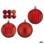 Lot de boules de Noël Avec relief Rouge PVC Ø 7 cm (12 Unités)
