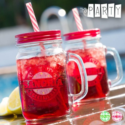 Th3 Party Cocktail Bar Jar with Lid and Straw