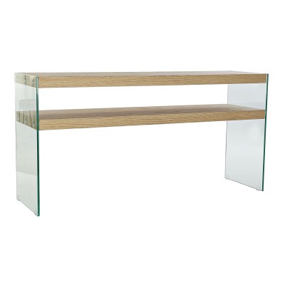 Console DKD Home Decor Verre Transparent Marron Clair 160 x 45 x 80 cm Bois MDF