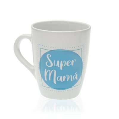 Ceramic Mug Versa Super Mamá Stoneware (8,5 x 10 x 8,5 cm)