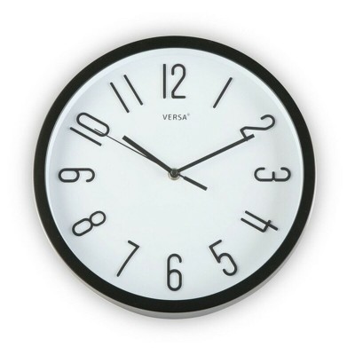 Horloge Murale Versa Noir Plastique Fusion 4,6 x 30 x 30 cm (Ø 30 cm)