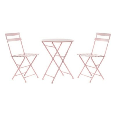 Ensemble Table + 2 Chaises DKD Home Decor MB-177410 Rose 60 x 60 x 75 cm (3 pcs)