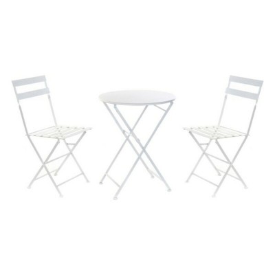 Ensemble Table + 2 Chaises DKD Home Decor Blanc 80 cm 60 x 60 x 70 cm (3 pcs)