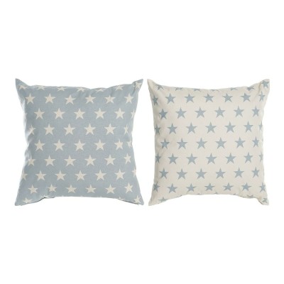 Coussin DKD Home Decor Bleu 60 x 10 x 60 cm Etoiles Blanc (2 Unités)