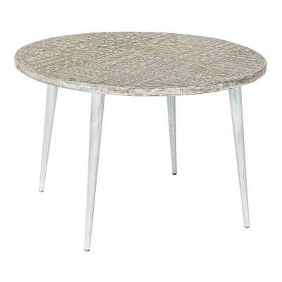 Table d'appoint DKD Home Decor 8424001820115 75 x 75 x 50 cm Doré Métal Blanc Bois de manguier (75 x 75 x 50 cm)