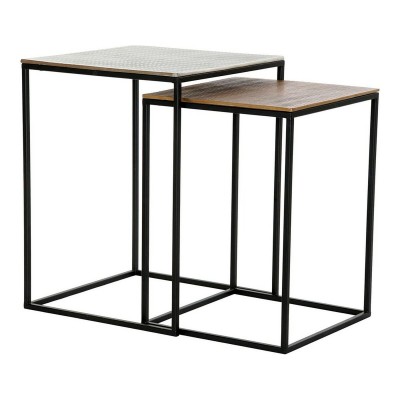 Side table DKD Home Decor Black Aluminium Silver (2 pcs)