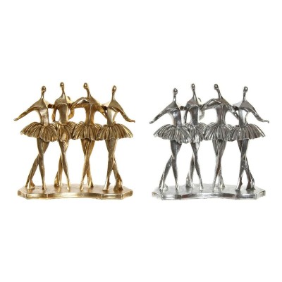 Decorative Figure DKD Home Decor 33,5 x 14,5 x 32 cm Silver Golden Resin Ballet Dancer