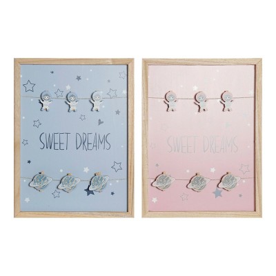 Photo Frame with Clamps DKD Home Decor Sweet Dreams Wood MDF Wood 40 x 40 x 3 cm (2 Units)