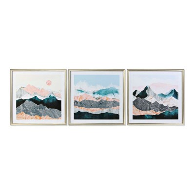 Painting DKD Home Decor Oriental Moutain 70 x 4 x 70 cm (3 Pieces)