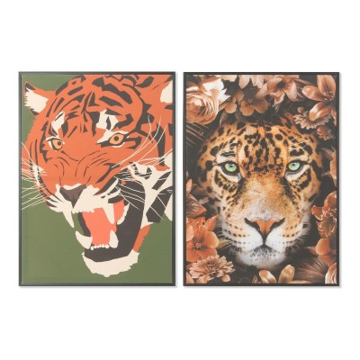 Painting DKD Home Decor 52 x 2,7 x 72 cm Tiger Modern (2 Units)