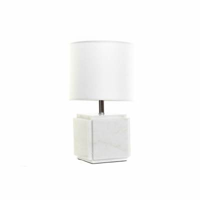 Lampe de bureau DKD Home Decor Blanc Polyester Métal Marbre 220 V Doré 50 W (20 x 20 x 34 cm)