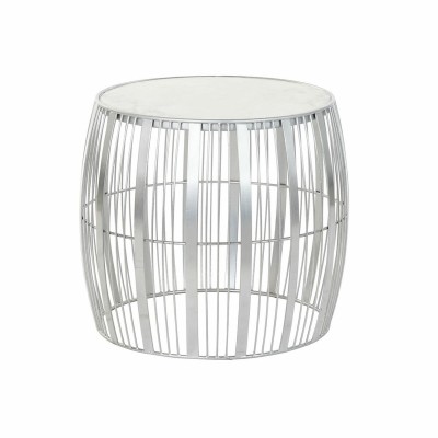 Side table DKD Home Decor White Marble Iron Silver (46 x 46 x 41 cm)