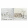 Cadre DKD Home Decor Toile 100 x 3,8 x 100 cm Arbres Cottage (2 Unités)