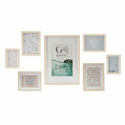 Porte photos mural DKD Home Decor 32,5 x 1,5 x 45 cm Verre Naturel Vert Bois MDF Scandinave