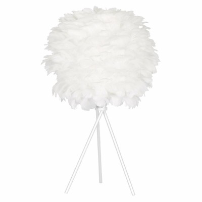 Lampe de bureau DKD Home Decor Blanc Métal Plume (42 x 42 x 60 cm)