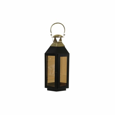 Lanterne DKD Home Decor Noir Verre Fer Doré (22 x 20 x 46 cm)