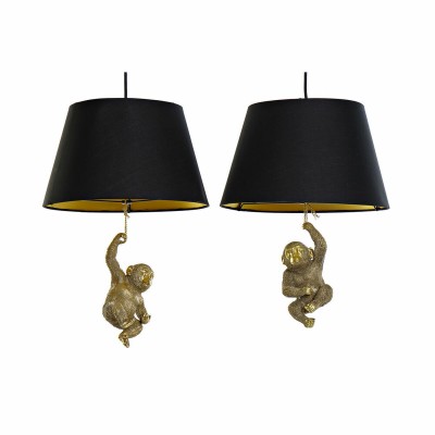 Suspension DKD Home Decor 35,5 x 35,5 x 51 cm Doré Résine Colonial 220 V 50 W Singe (2 Unités)