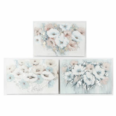 Painting DKD Home Decor 120 x 3,5 x 80 cm Flowers Shabby Chic (3 Pieces)