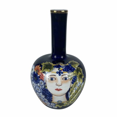 Vase DKD Home Decor Visage Porcelaine Bleu Multicouleur 17 x 17 x 30 cm
