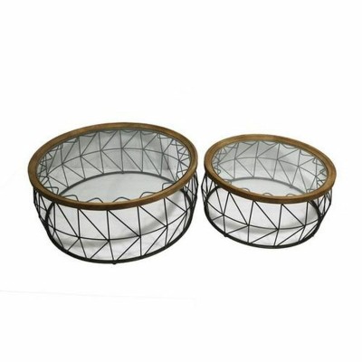 Jeu de 2 tables DKD Home Decor Verre Métal (102 x 102 x 42 cm) (2 pcs)