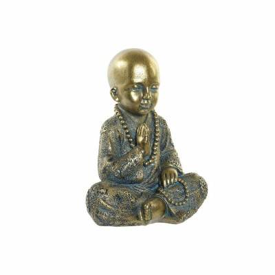 Figurine Décorative DKD Home Decor Bleu Multicouleur Doré Moine Oriental 17 x 13,6 x 21,8 cm