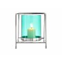 Candleholder Squared Silver Blue 14 x 15,5 x 14 cm Metal Glass