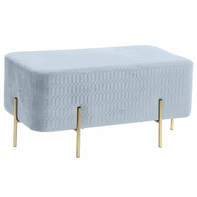 Bench DKD Home Decor   Golden Metal Polyester Sky blue Sponge (91 x 46,5 x 42 cm)