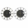 Wall Clock DKD Home Decor Crystal Silver Black Golden Iron 70 x 7 x 70 cm (2 Units)