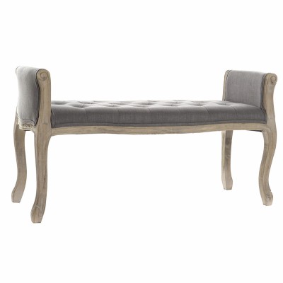 Banquette DKD Home Decor   Naturel Gris foncé Bois d'hévéa Toile 109 x 44,5 x 60 cm