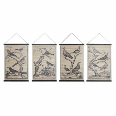 Canvas DKD Home Decor Birds 60 x 2 x 90 cm Cottage (4 Pieces)