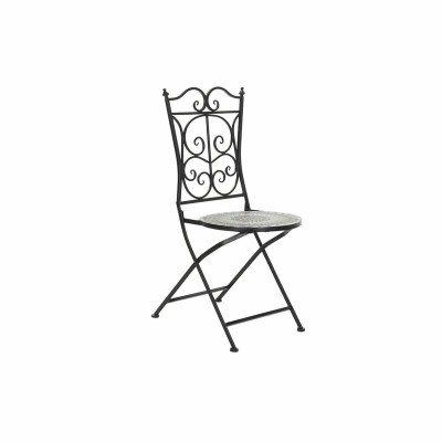 Garden chair DKD Home Decor Black 39 x 50 x 93 cm Ceramic Multicolour Ironwork (39 x 50 x 93 cm)