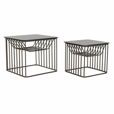 Set de 2 Tables Gigognes DKD Home Decor Noir Cuivre 52 x 52 x 44 cm