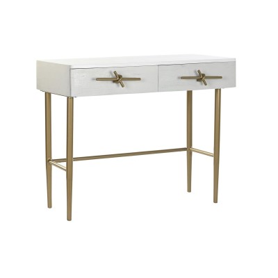 Console DKD Home Decor Blanc Multicouleur Doré Métal Fer Bois de manguier 30 x 40 cm 90 x 45 x 74 cm