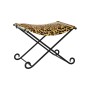 Footrest DKD Home Decor Black Metal Brown Leather Leopard (55 x 45 x 41 cm)