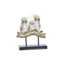 Figurine Décorative DKD Home Decor Tronc 24 x 9 x 26 cm Hiboux Noir Doré Blanc