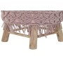 Footrest DKD Home Decor 48 x 48 x 30 cm Natural Wood Brown Light Pink Macrame Boho