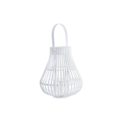 Lanterne DKD Home Decor Blanc Multicouleur Métal Bambou Verre Urbaine 30 x 40 cm 29 x 29 x 34 cm