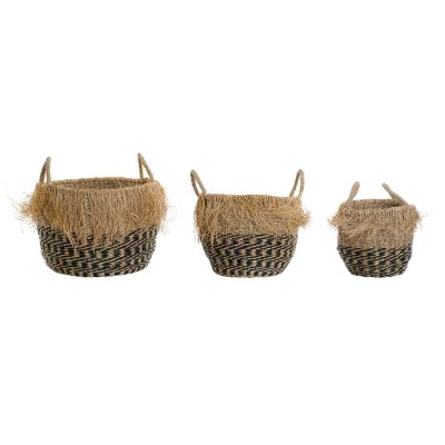 Set de basket DKD Home Decor Colonial Fibre Frange (40 x 40 x 30 cm)