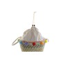 Basket set DKD Home Decor Polyester Pompoms (57 x 45 x 42,5 cm)