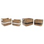 Basket set DKD Home Decor White Black Natural White/Black Polyurethane Wood Metal Natural Fibre Colonial 30 x 40 cm 32 x 25 x 20