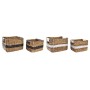 Set de basket DKD Home Decor Blanc Noir Naturel Blanc/Noir Polyuréthane Bois Métal Fibre naturelle Colonial 30 x 40 cm 32 x 25 x