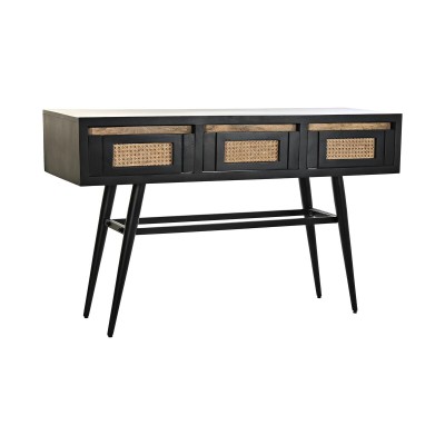 Console DKD Home Decor Natural Black Rattan Mango wood (125 x 40 x 76 cm)