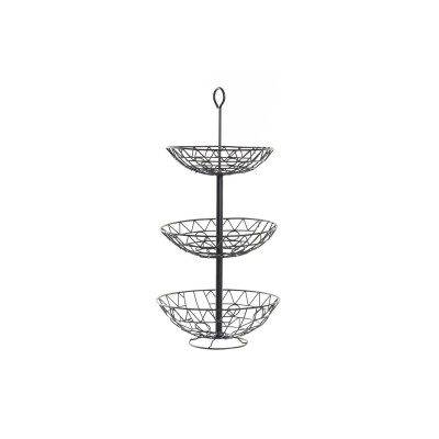 Fruit Bowl DKD Home Decor Black Metal Geometric 28 x 28 x 58 cm