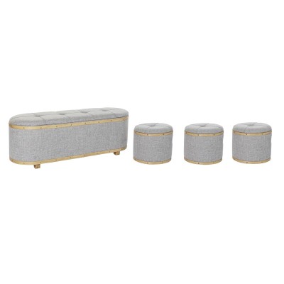 Banquette DKD Home Decor   Gris Bois Polyester (120 x 45 x 43 cm)