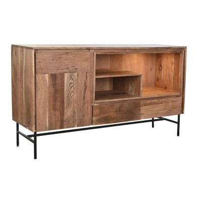 Buffet DKD Home Decor 142 x 40 x 81 cm Noir Métal Marron Acacia