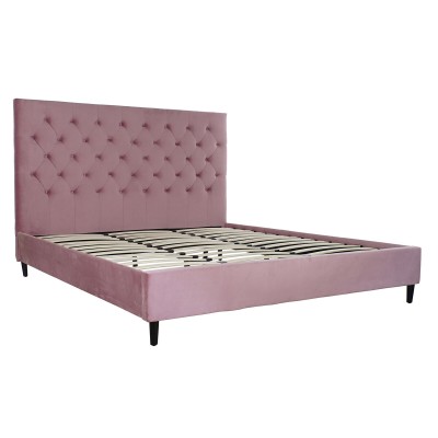 Bed DKD Home Decor Wood Metal Pink 180 x 200 cm 187 x 210 x 137 cm